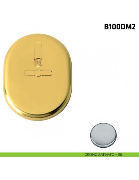 Borchia doppia mappa con coperchio verticale per porta blindata cromo satinato