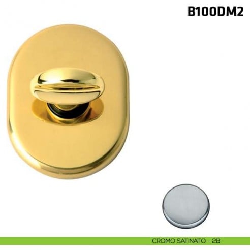 Limitatore a rotazione con foro centrale per porta blindata cromo satinato