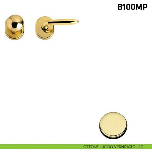 Maniglia + pomolo per porta blindata ottone lucido verniciato