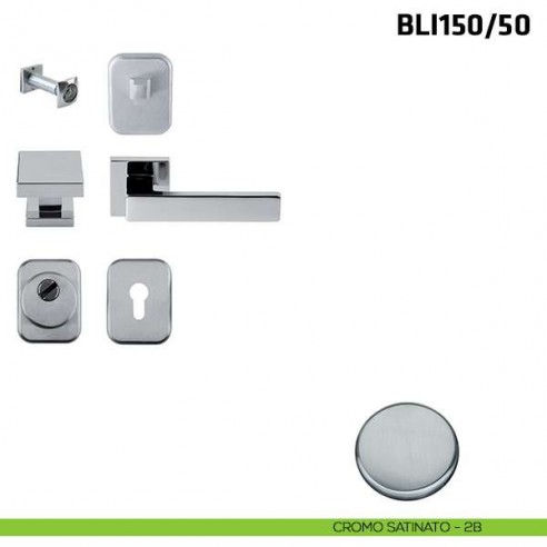 Kit per porta blindata quadrato con defender diametro 50 mm BLI150/50 cromo satinato