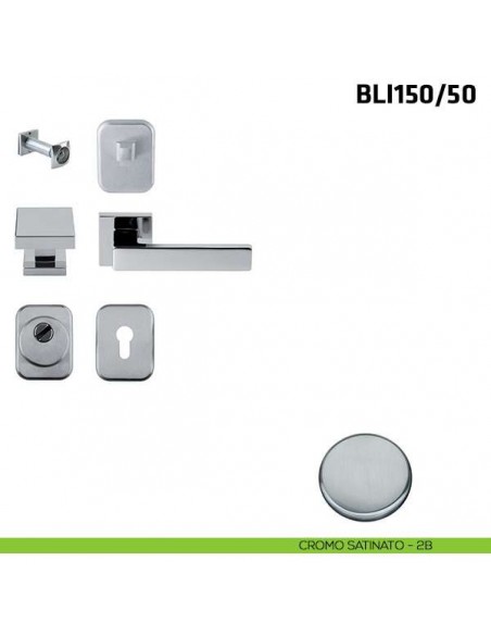 Kit per porta blindata quadrato con defender diametro 50 mm BLI150/50 cromo satinato