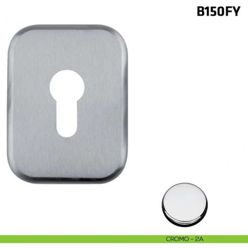 Borchia quadrata foro yale per porta blindata cromo lucido