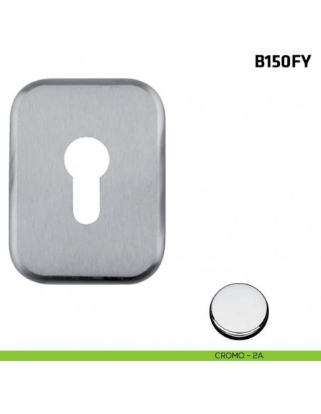 Borchia quadrata foro yale per porta blindata cromo lucido