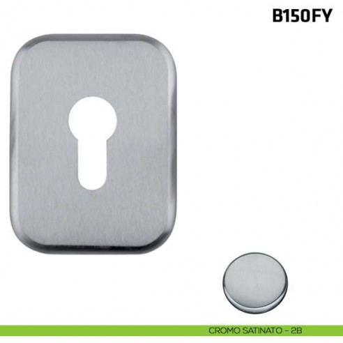 Borchia quadrata foro yale per porta blindata cromo satinato