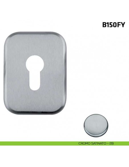 Borchia quadrata foro yale per porta blindata cromo satinato