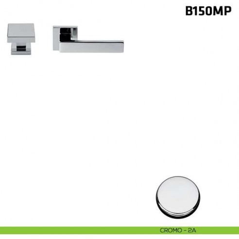 Maniglia + pomolo quadrato per porta blindata cromo lucido