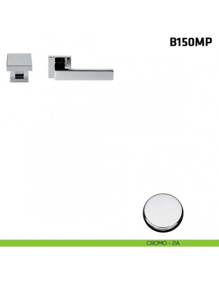 Maniglia + pomolo quadrato per porta blindata cromo lucido