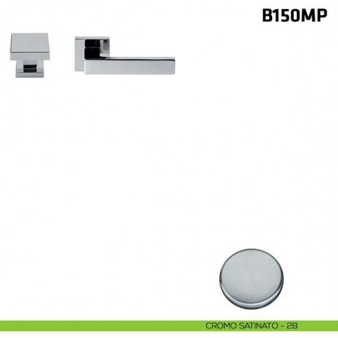 Maniglia + pomolo quadrato per porta blindata cromo satinato