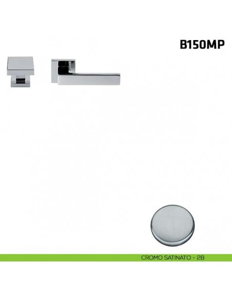 Maniglia + pomolo quadrato per porta blindata cromo satinato
