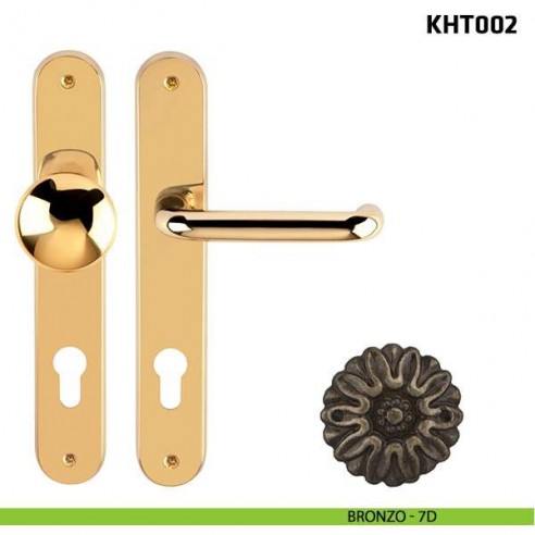 Kit maniglia con pomolo su placca per hotel Comit KHT002 bronzo