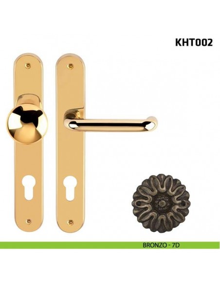 Kit maniglia con pomolo su placca per hotel Comit KHT002 bronzo