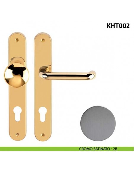 Kit maniglia con pomolo su placca per hotel Comit KHT002 cromo satinato