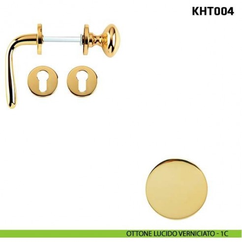 Kit maniglia con pomolo su rosetta per hotel Comit KHT004 ottone lucido verniciato