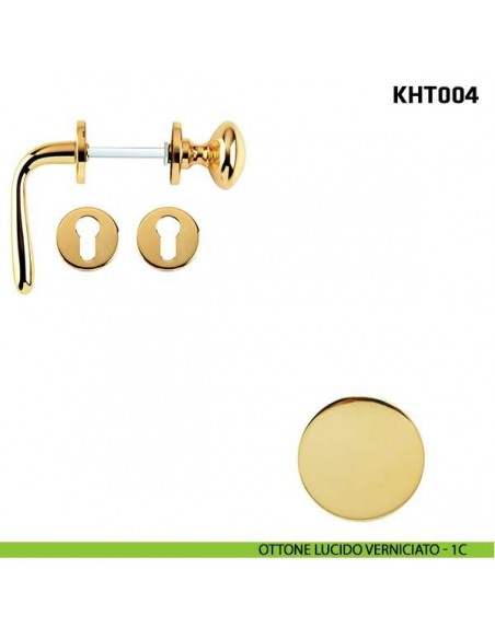 Kit maniglia con pomolo su rosetta per hotel Comit KHT004 ottone lucido verniciato