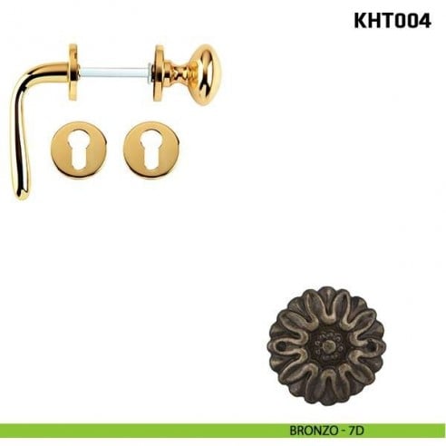 Kit maniglia con pomolo su rosetta per hotel Comit KHT004 bronzo