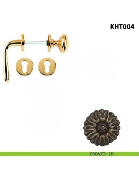 Kit maniglia con pomolo su rosetta per hotel Comit KHT004 bronzo