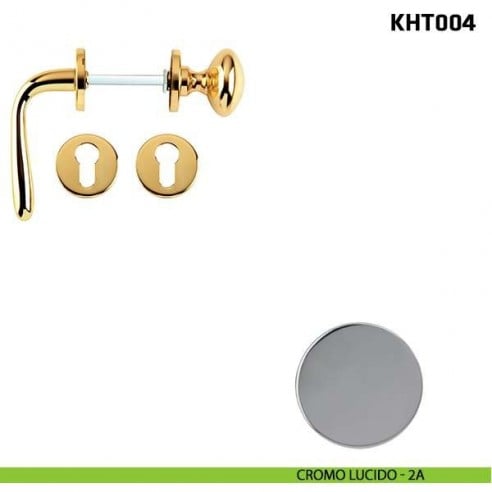 Kit maniglia con pomolo su rosetta per hotel Comit KHT004 cromo lucido
