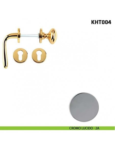 Kit maniglia con pomolo su rosetta per hotel Comit KHT004 cromo lucido