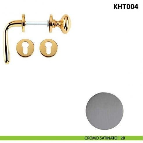 Kit maniglia con pomolo su rosetta per hotel Comit KHT004 cromo satinato