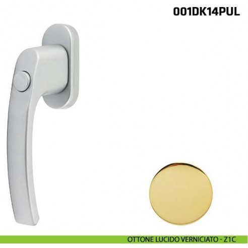Maniglia con pulsante per finestra martellina DK 001DK14PUL Comit ottone lucido verniciato