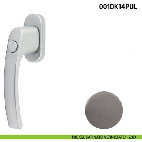 Maniglia con pulsante per finestra martellina DK 001DK14PUL Comit nickel satinato verniciato