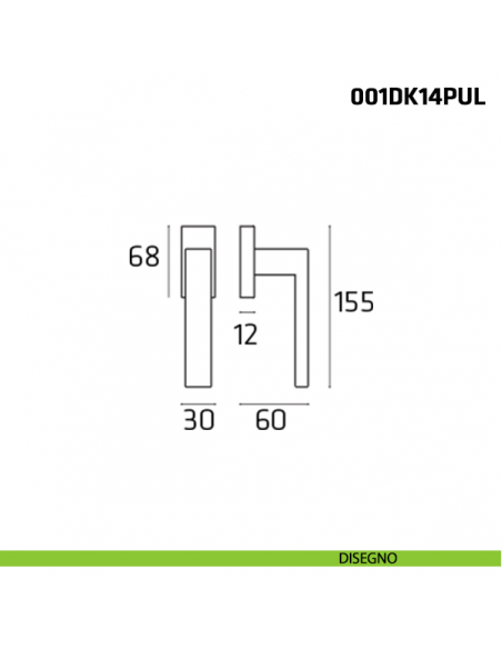 Maniglia con pulsante per finestra martellina DK 001DK14PUL Comit disegno