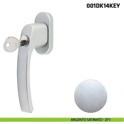 Maniglia con chiave per finestra martellina DK 001DK14KEY Comit argento satinato