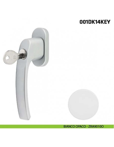 Maniglia con chiave per finestra martellina DK 001DK14KEY Comit bianco opaco