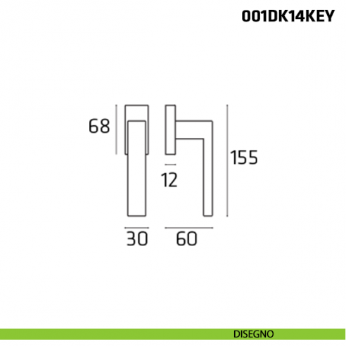 Maniglia con chiave per finestra martellina DK 001DK14KEY Comit disegno