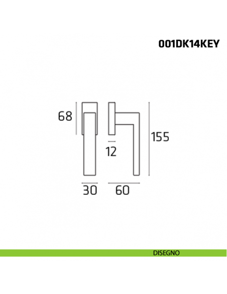 Maniglia con chiave per finestra martellina DK 001DK14KEY Comit disegno