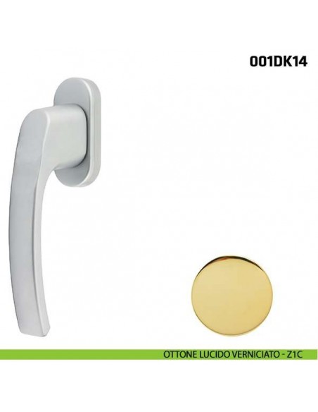 Maniglia per finestra martellina DK 001DK14 Comit ottone lucido verniciato