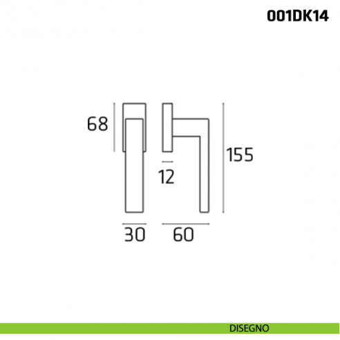 Maniglia per finestra martellina DK 001DK14 Comit disegno