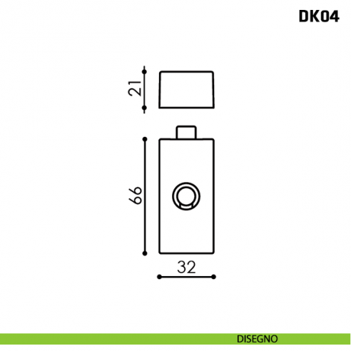 Blocco con pulsante per maniglia per finestra martellina DK Comit DK04 disegno
