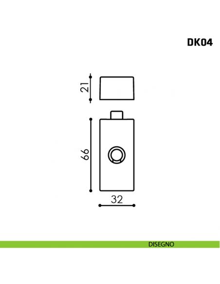 Blocco con pulsante per maniglia per finestra martellina DK Comit DK04 disegno