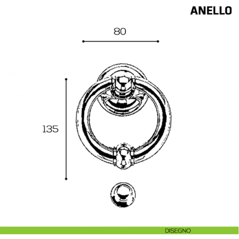Battente per porta Anello Comit misura 135x80 mm disegno