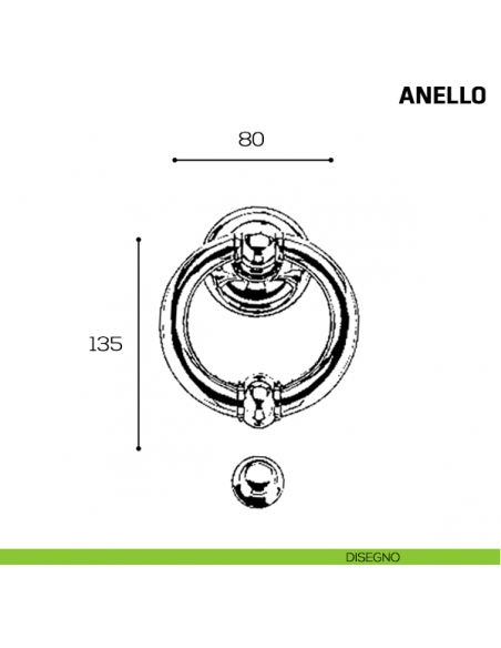 Battente per porta Anello Comit misura 135x80 mm disegno