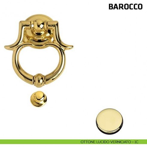 Battente per porta Barocco Comit misura 120x100 mm ottone lucido verniciato