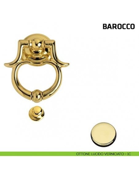 Battente per porta Barocco Comit misura 120x100 mm ottone lucido verniciato