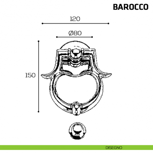 Battente per porta Barocco Comit misura 150x120 mm disegno