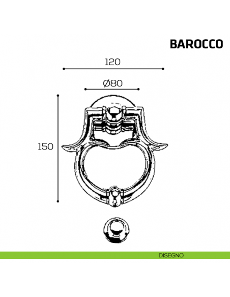 Battente per porta Barocco Comit misura 150x120 mm disegno