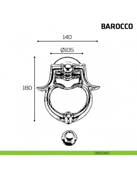 Battente per porta Barocco Comit misura 180x140 mm disegno