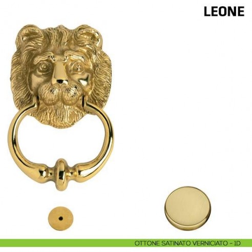 Battente per porta Leone Comit misura 180x120 mm ottone satinato verniciato