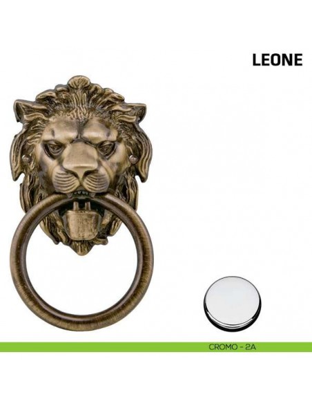Battente per porta Leone con anello Comit misura 150x90 mm cromo lucido