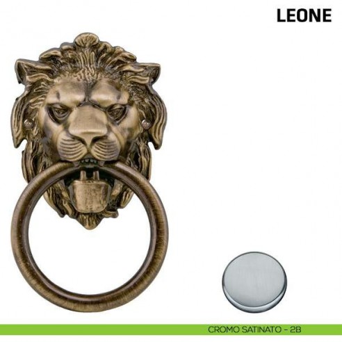 Battente per porta Leone con anello Comit misura 150x90 mm cromo satinato