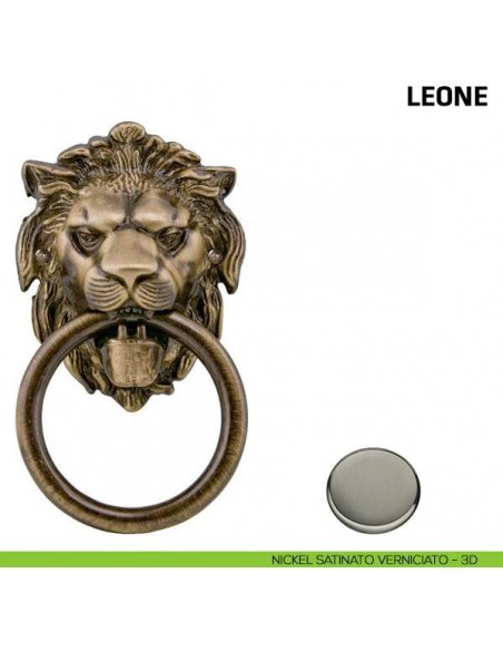 Battente per porta Leone con anello Comit misura 150x90 mm nickel satinato verniciato
