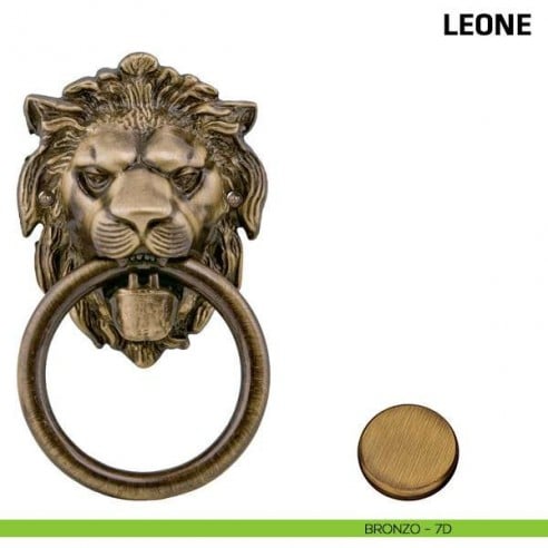 Battente per porta Leone con anello Comit misura 190x110 mm bronzo