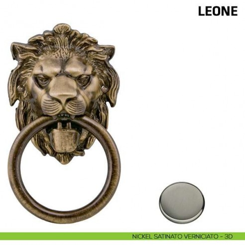 Battente per porta Leone con anello Comit misura 190x110 mm nickel satinato verniciato