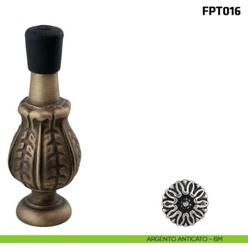 Fermaporta a parete FPT016 Comit diametro 9 mm argento anticato