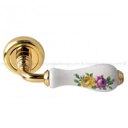 Maniglia per porta Ottocento Comit porcellana bianca fiore orizzontale