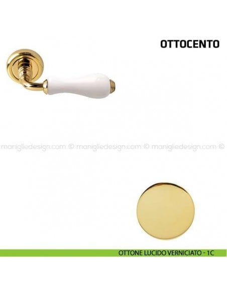 Maniglia per porta Ottocento Comit porcellana bianca ottone lucido verniciato